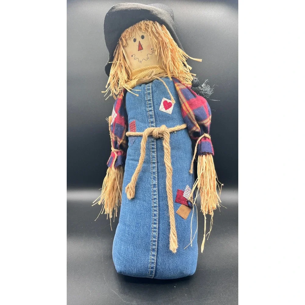Adorable‎ Scarecrow Plush Denim Overalls Plaid Shirt Fall Decor 22
